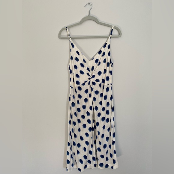 H&M Jersey Blue & White Polka Dot Dress - Large - Picture 1 of 3